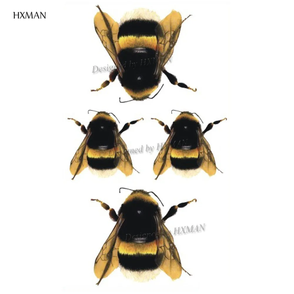 Временная наклейка для татуировки HXMAN Bee акварельные женщин модный боди арт