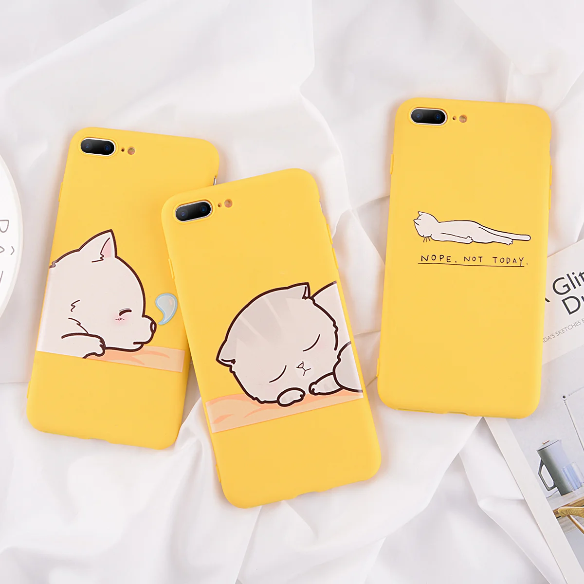 Чехол Moskado для iPhone 6 S 7 8 Plus X XR XS Max чехол с изображением милого кота собаки желтого