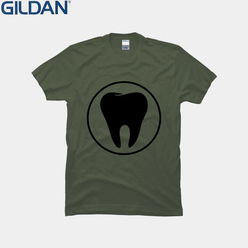 Милый зуб Круг Футболка Человек Круглый воротник наряд Прохладный Awesome Camisetas