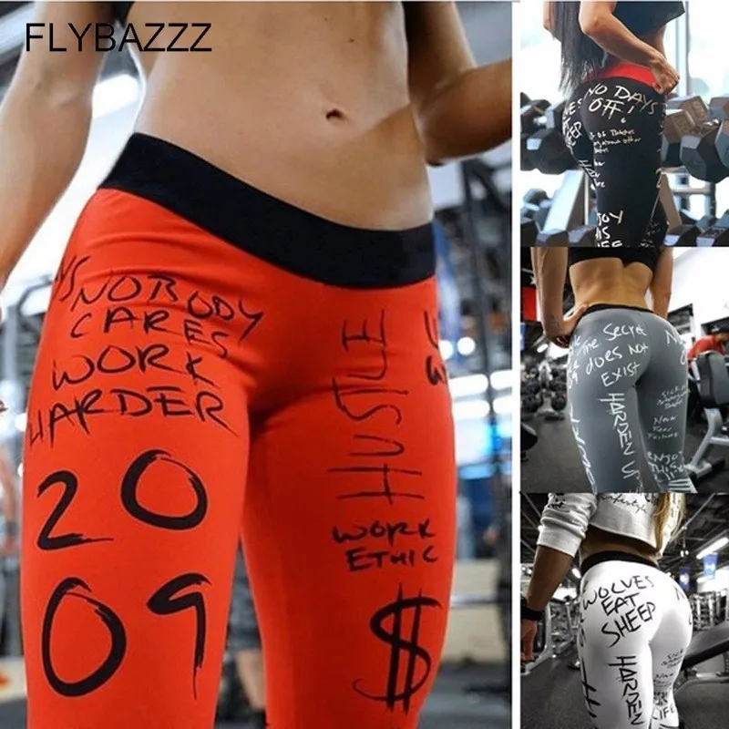 Women New Letter Print Seamless Leggings Gym Fitness Leggings High Waisted Yoga Pants Workout Quick Dry Sportwear Leggings Pants
