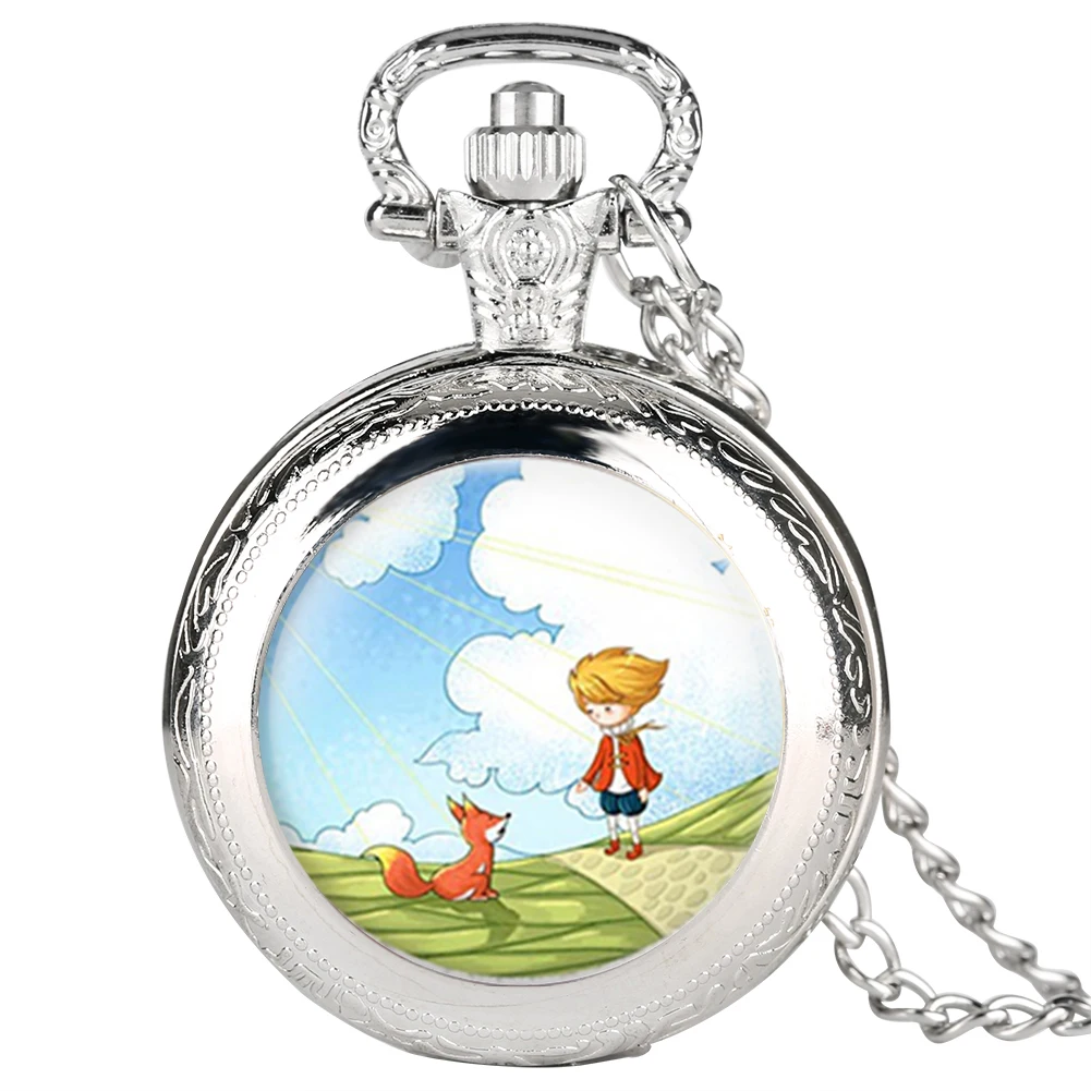 Quartz Mens Necklace Pocket Watch Cartoon Pattern for Boy Arabic Number Watches Teenager|Карманные часы| |