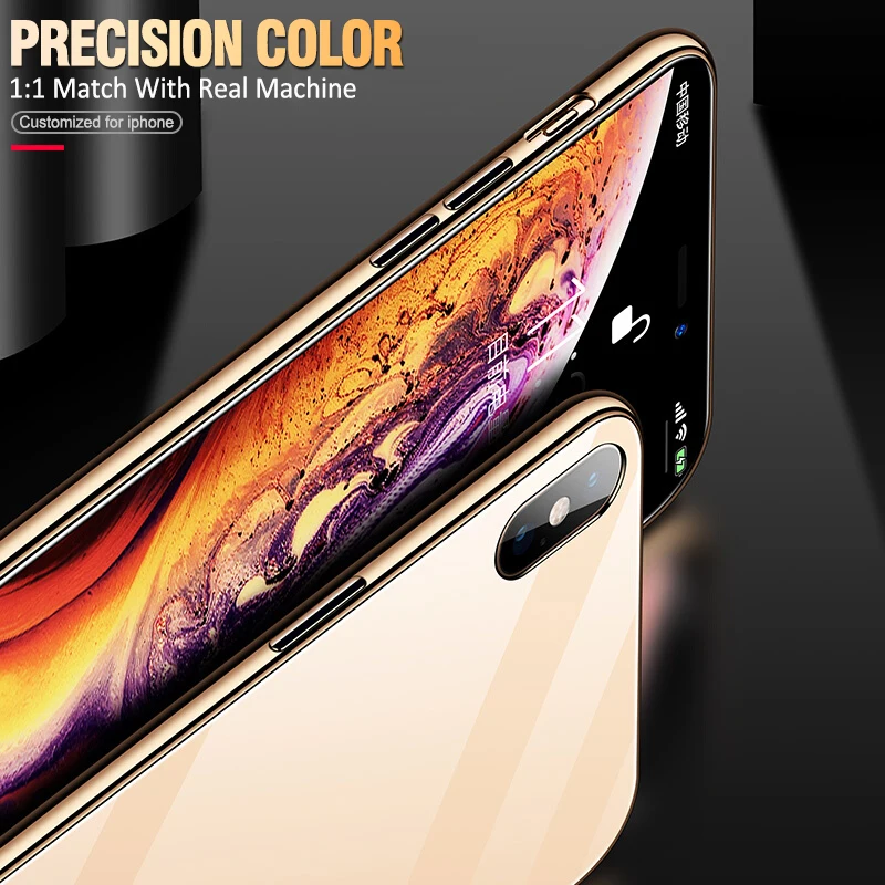Роскошные гальванические стекло чехол для iPhone XS MAX XR X 10 ультра тонкий крышка