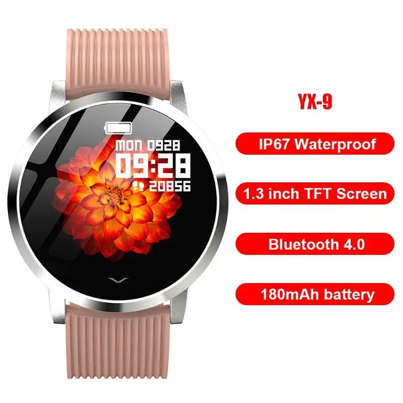 

YX-9 Smart Band 1.3 Inch Color Screen Heart Rate Blood Pressure Monitor IP67 Waterrproof Women Smart Bracelet Sport Wristband