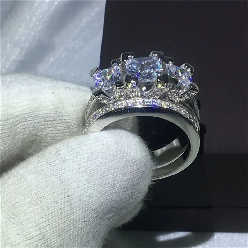 Серебряный цвет ювелирные изделия любовь Свадебные обручальное кольцо Сладкая