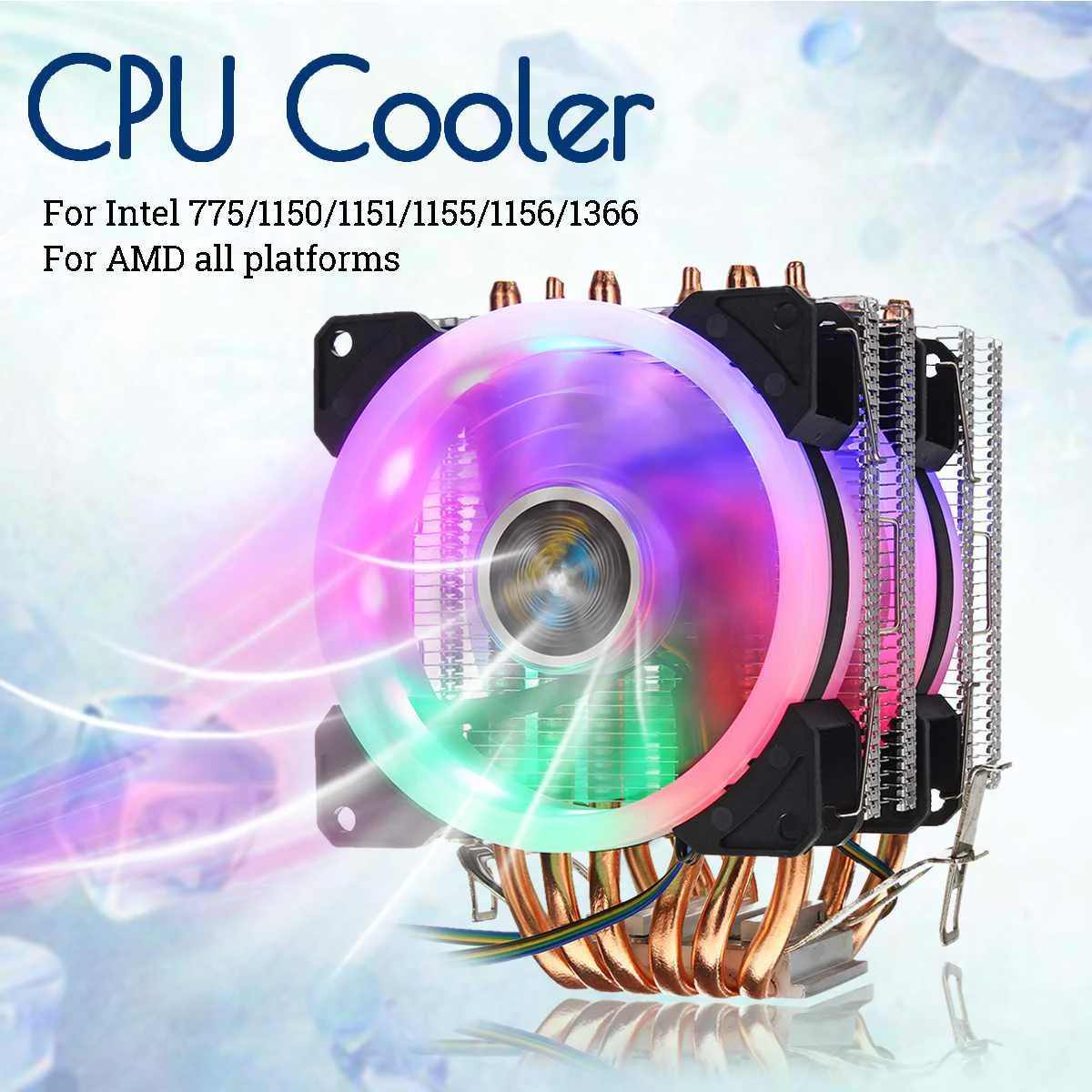 Для X79 X99 LGA2011 Dual Tower 6 тепловых трубок 4 контактный RGB светодиодный кулер для
