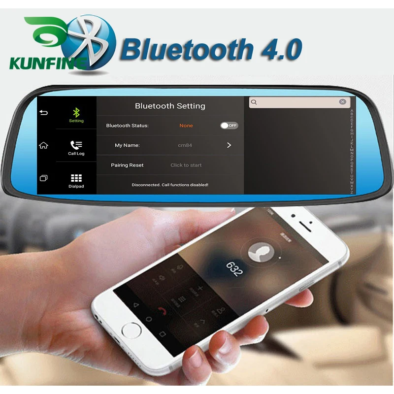 KUNFINE 10 &quotAndroid GPS Navi видеорегистратор Автомобильный зеркальный две камеры Запись