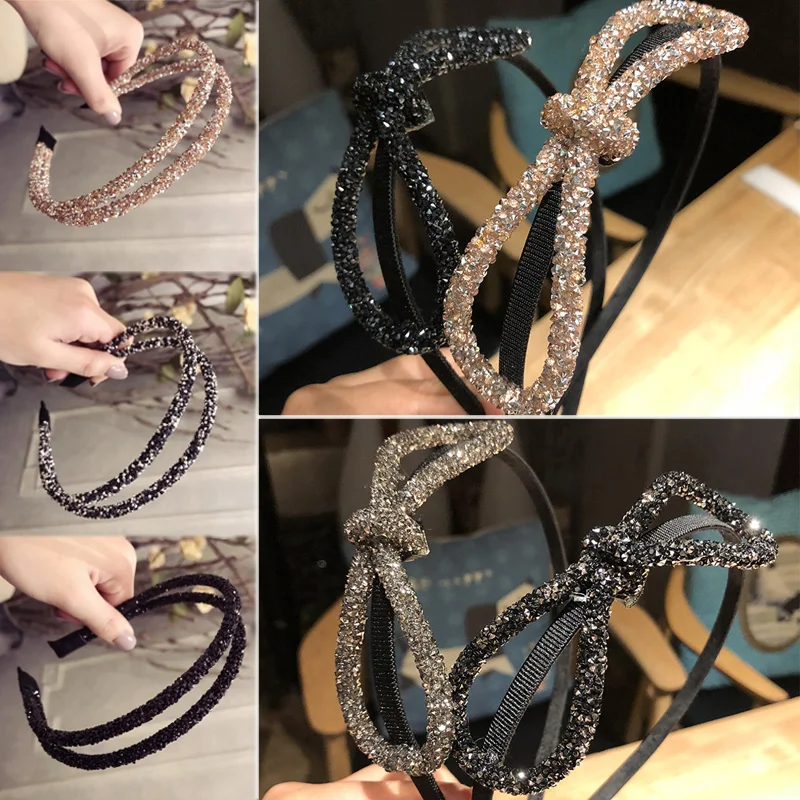 Gifts 10 Colors Big Bow Shining Cross Women 1PC Hairband Girls Hair Accessories Fashion Rhinestone Crystal Beautiful Unique |