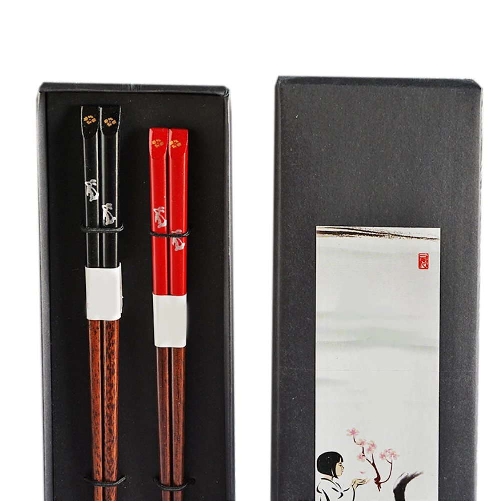 2 Pair Non Slip Couple Japanese Nature Utensil Gift Box Kitchen Home Chopsticks Set Ironwood Heat-Resistant Travel Eco Friendly | Дом и сад