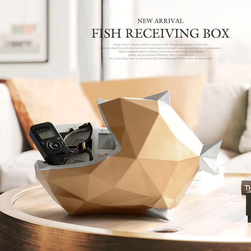 resin fish statue figurine for tabletop home office mobile phone tools control organizer candy storage box ornaments home decor free global shipping
