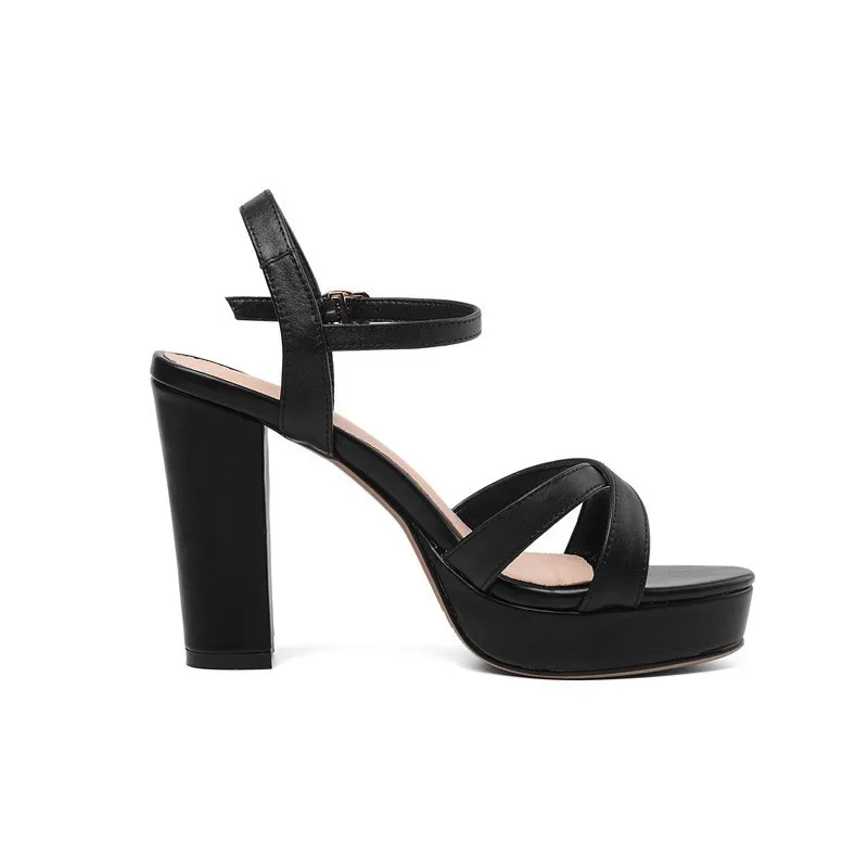 Босоножки на высоком каблуке из коровьей кожи женские летние босоножки толстом с