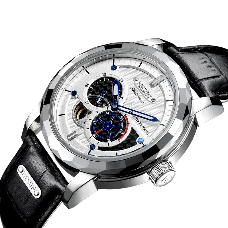 Швейцарские роскошные Брендовые мужские часы с скелетом NESUN японские