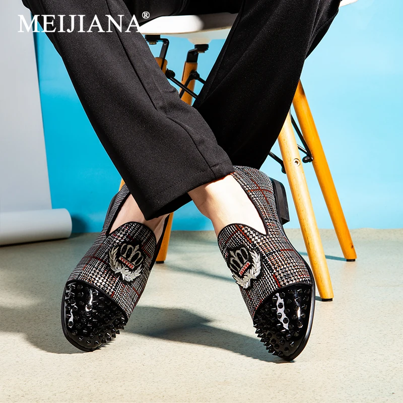 MEIJIANA New 2019 Men's Loafers Crown Party and Wedding Shoes Fashion Casual Luxury Brand | Обувь