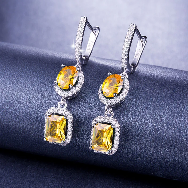 Роскошные женские серьги с разноцветным цирконием Visisap Длинные Двойные