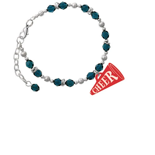 Акриловый 1 25 &quotКрасный Cheer с рупором темно синий браслет голубыми бусинами| |