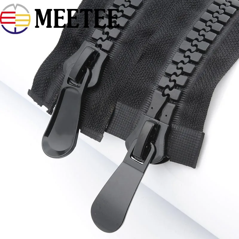 Meetee 20 # Экстра большой смоляной молнии черный двойной слайдер открытый конец