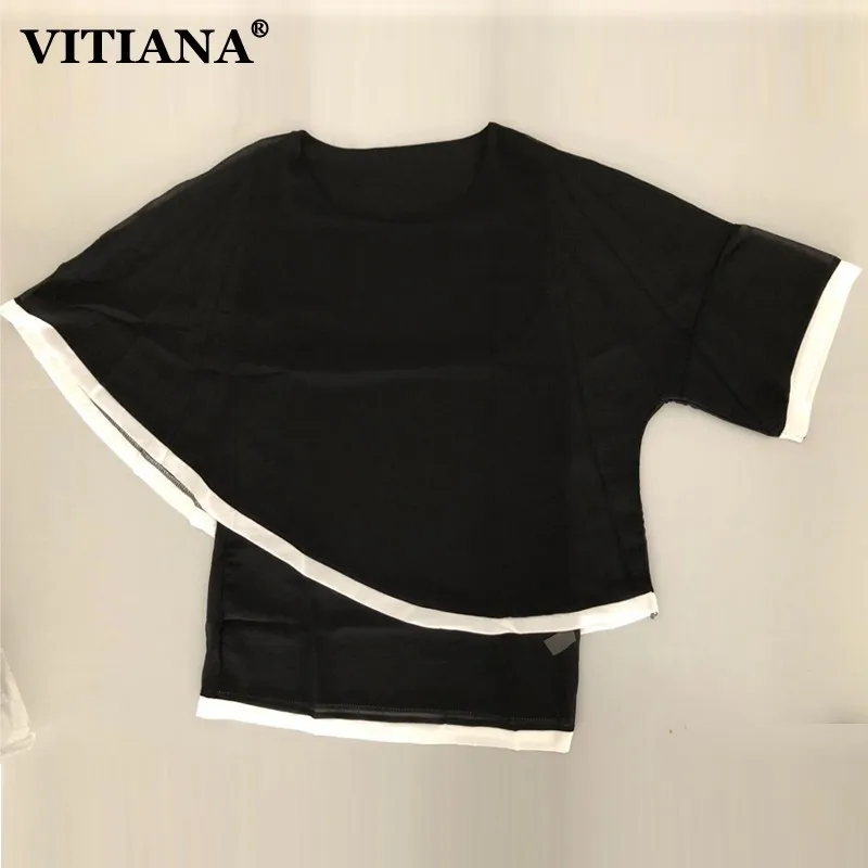 VITIANA Женская пляжная шифоновая рубашка Лето 2019 женская черная синяя полосатая