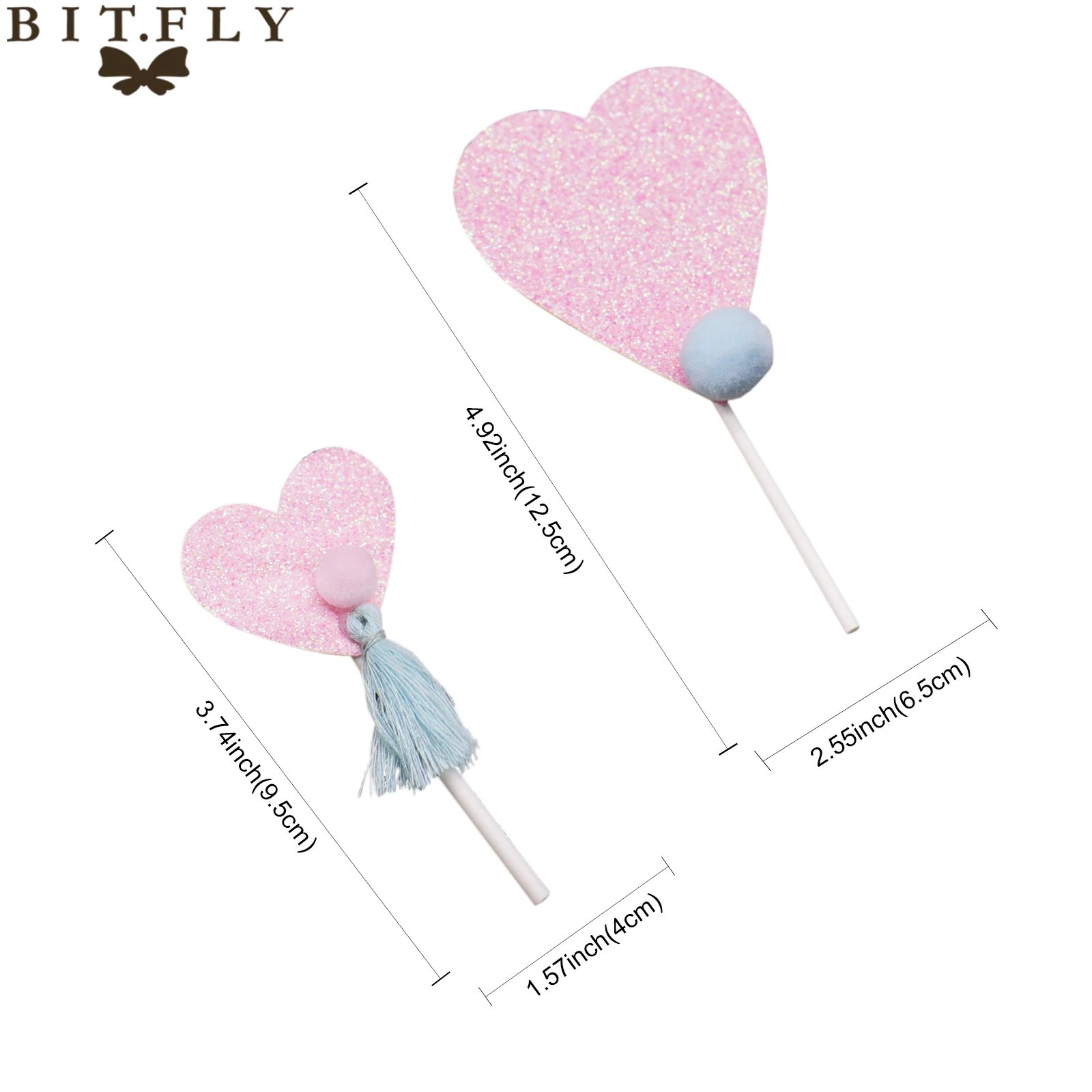 

BIT.FLY 3pcs Lovely Heart Cupcake Toppers Birthday Cakes Flag Kids Birthday Wedding Party Cake Decoration Baby Shower Favors