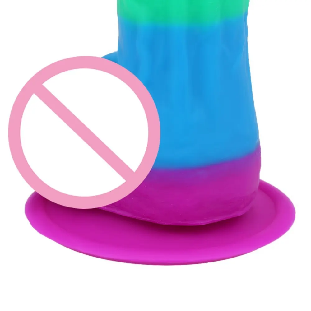Realistic Huge Penis Rainbow Silicone Big Dildo Vagina Simulation Massager Adult Sex Toys For Women With Powerful Suction