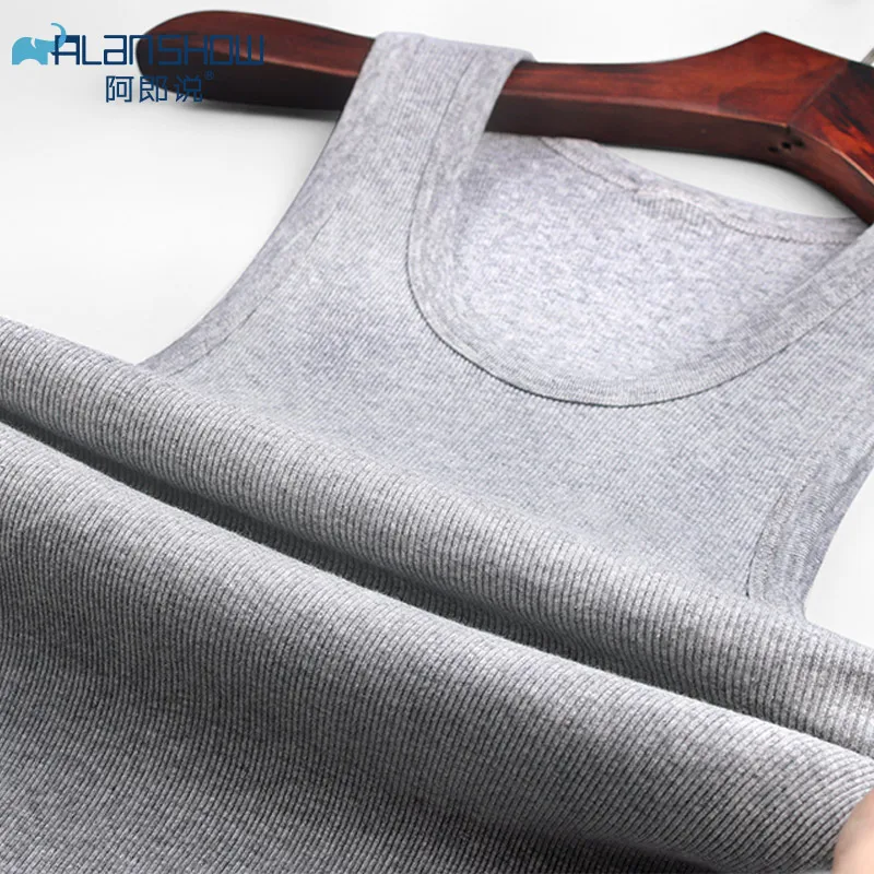 ALSHOW хит продаж эластичный мужской жилет дышащий из чистого хлопка с круглым