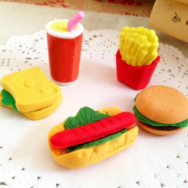 Новый 3D Мини искусственная еда гамбургер Кола картофель фри дети игрушка ластик