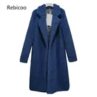 Зимние утолщенные женские длинное пальто из искусственного меха куртки с лацканами с мишкой Тедди кардиган тонкий размера плюс из овечьей шерсти для мальчиков верхняя одежда для детей