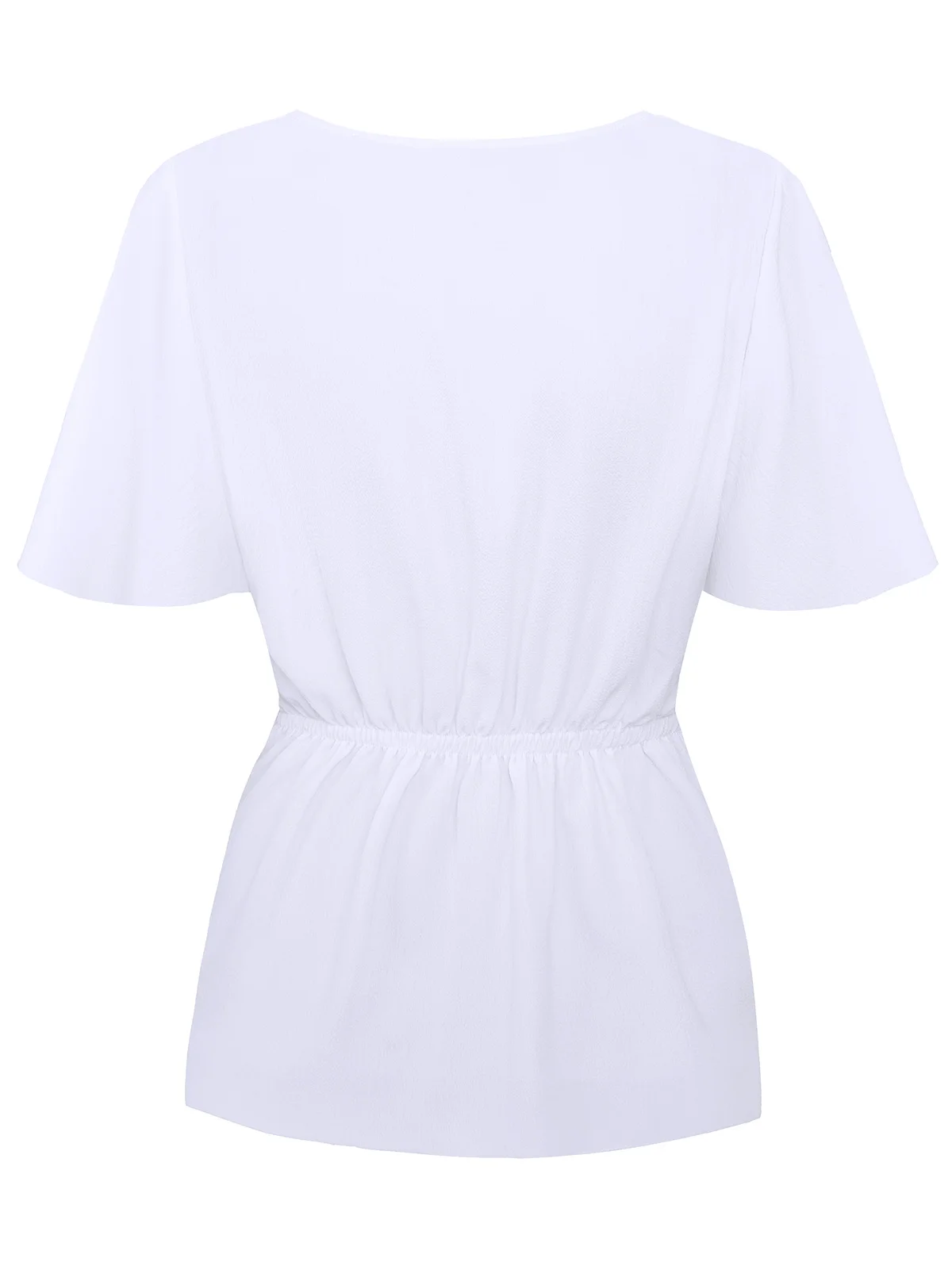 Kenancy Butterfly Sleeve V Neck Twist Blouse Women Spring Summer Casual Blouses Solid Color Black White Ladies Shirts 2019 | Женская