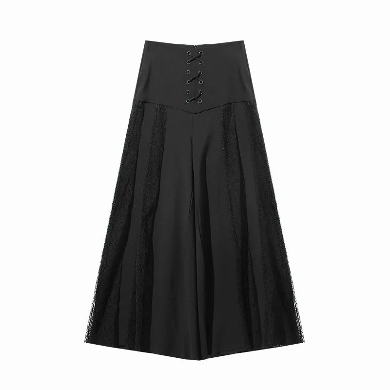 Женские длинные широкие брюки TWOTWINSTYLE с высокой талией кружевные лоскутные