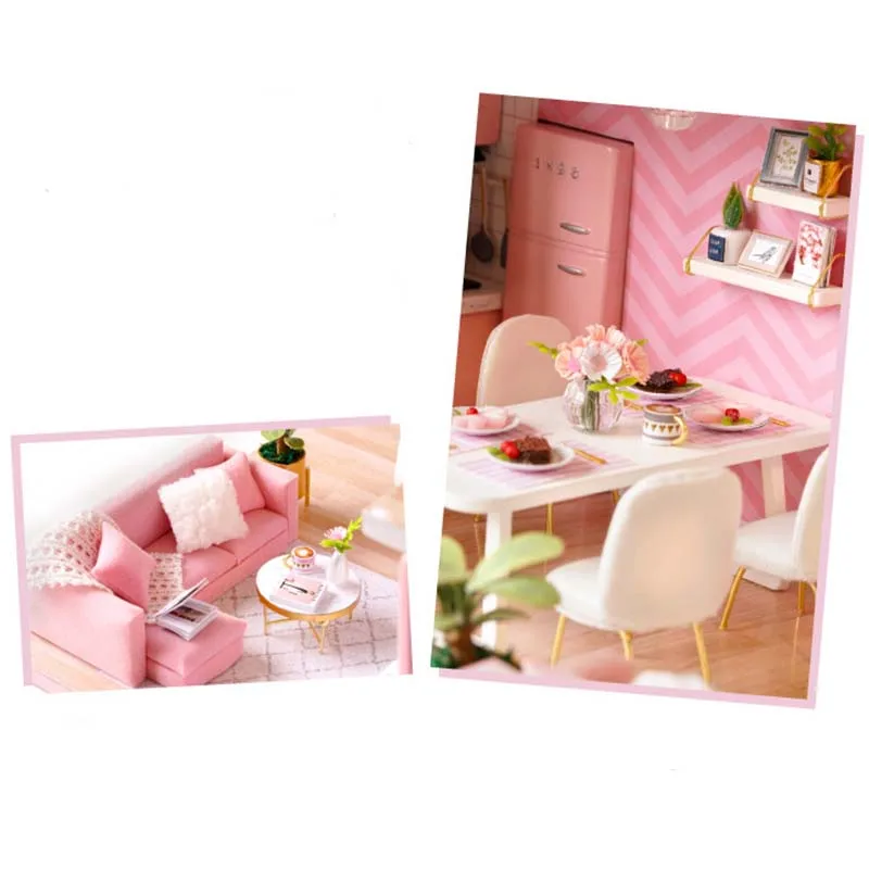 L026 мечта угол DIY кукольный домик с мебелью свет музыка мотор пылезащитные крышки Подарочный дом детей собрать дом игрушек 24,5 см