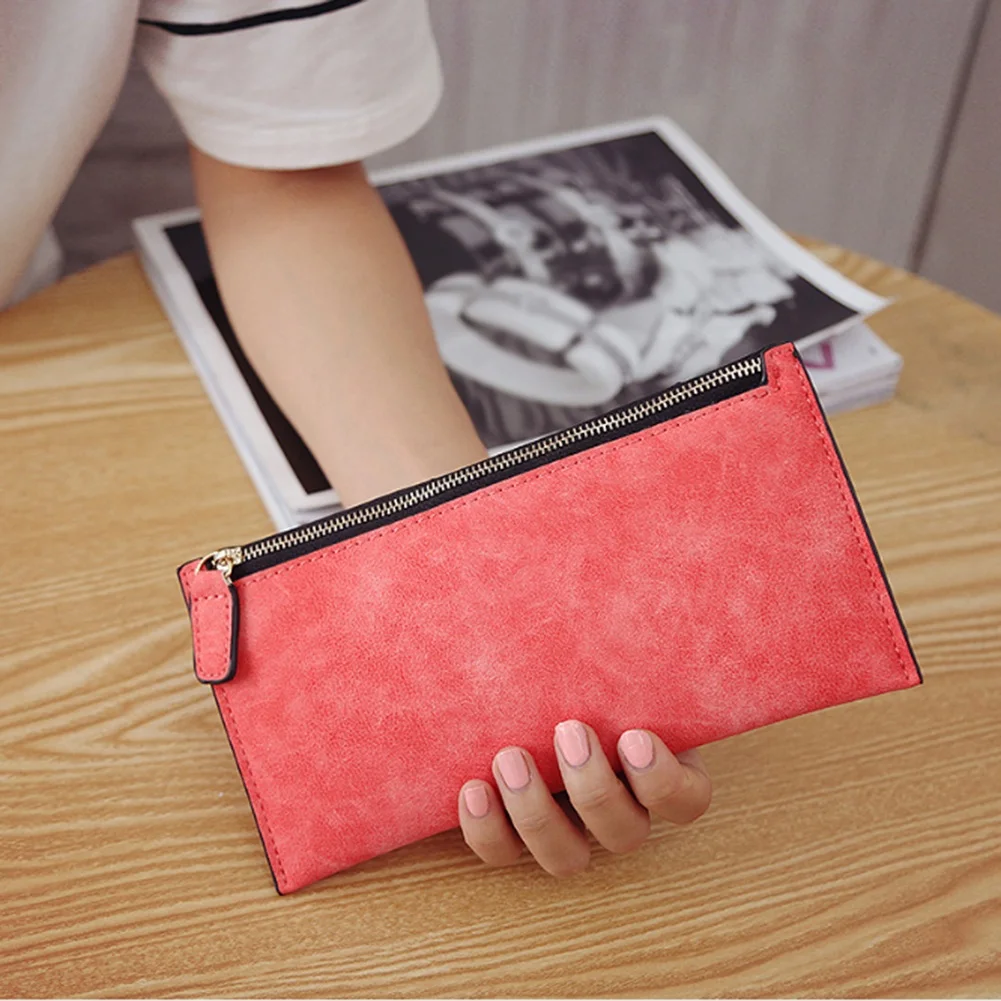 

fashion Women's Purse Ladies Wallet Long Money Bags Simple Style Coin Purse Leather Thin zipper Wallets Female Card Holder