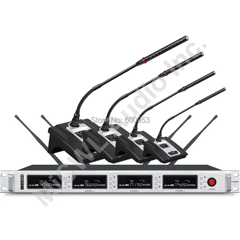 구매 MiCWL Pro-SKM9000 400 채널 무선 마이크 시스템, 4 샴페인 골드 컬러 한정판 베이지 헤드셋 4 라발리에 라펠