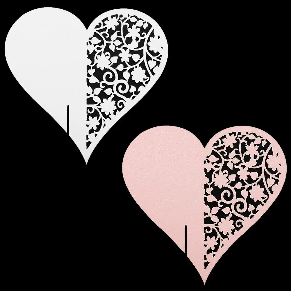 Hot Sale 50pcs Wedding Decoration Heart Shape Hollow Name Place Cards For Wine Glass Table Garlands | Дом и сад