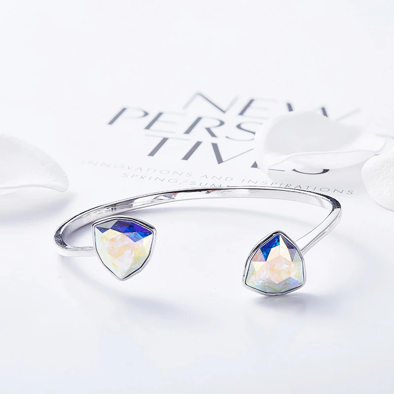 Браслеты Malanda с геометрическим кристаллом из 925 пробы серебра от Swarovski для женщин, модный открытый браслет, свадебные ювелирные изделия