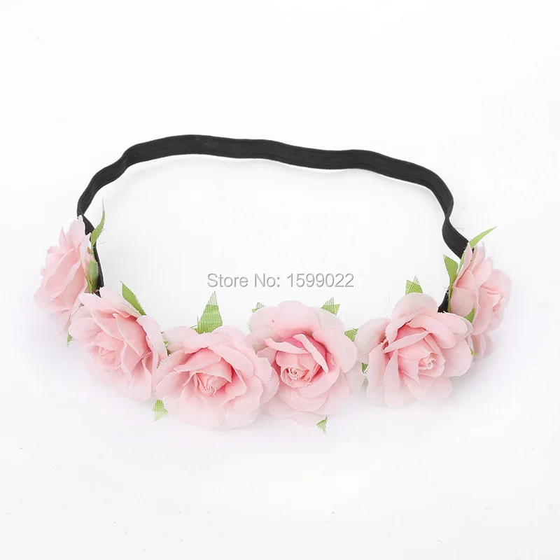 Flower Crown Headband Woman Girl Bridal Floral Lace Pink Burgundy Flowers Hair Accessories Elastic Wedding Head Garland| |