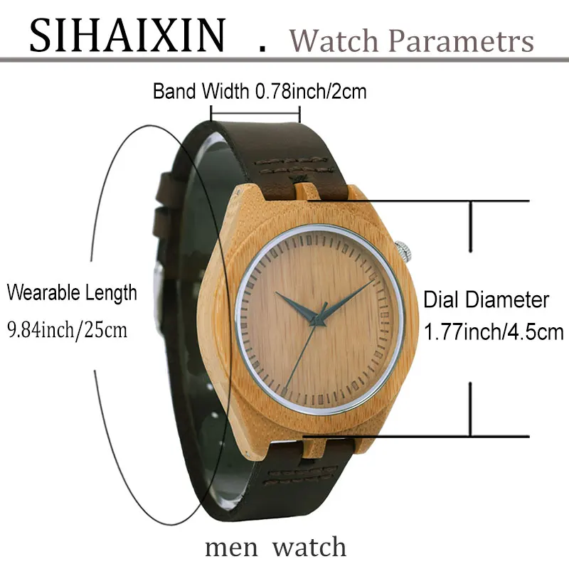 SIHAIXIN Роскошные бамбуковые деревянные часы мужские кварцевые Reloj Hombre кожаные