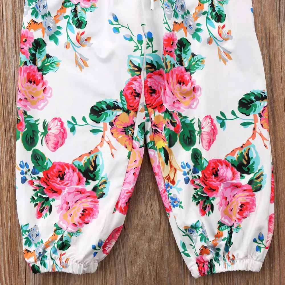 Детский комбинезон с цветочным принтом для маленьких девочек Модный летний без