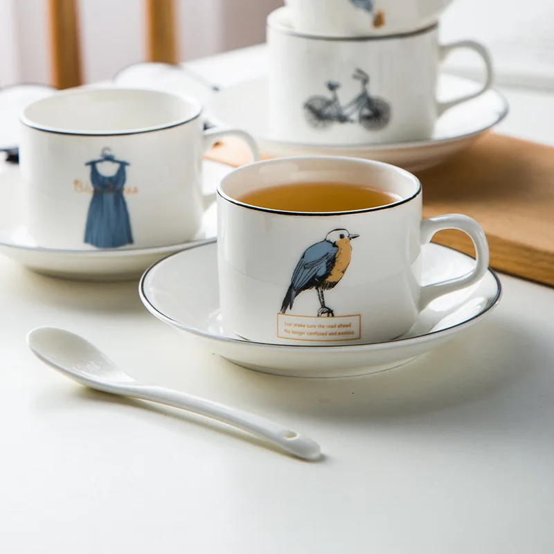 4 шт./лот североевропейская короткая стильная новая фарфоровая кофейная чашка