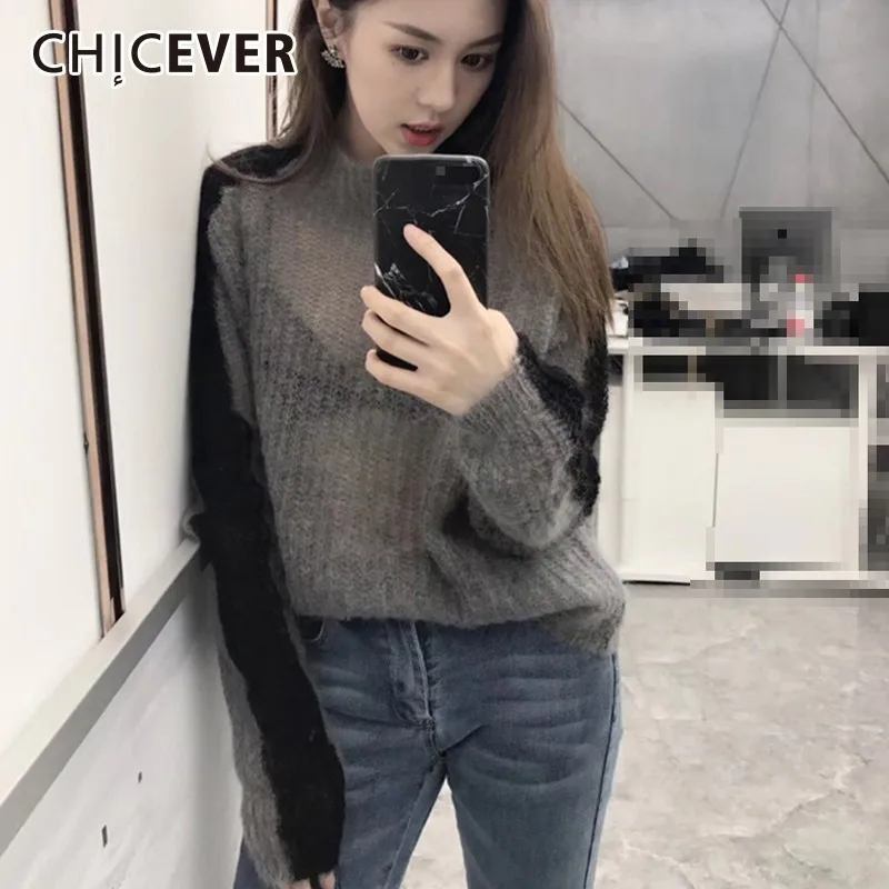 Женский свитер CHICEVER с высоким воротом и длинным рукавом | Женская одежда