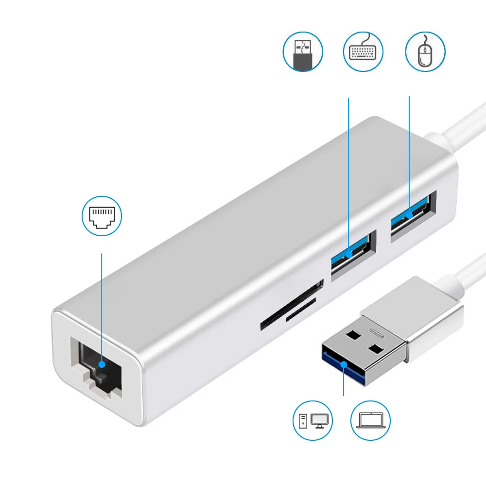 Новый сетевой адаптер USB3.0 к RJ45 Gigabit Ethernet порт LAN USB 2 0/SD/TF кардридер концентратор