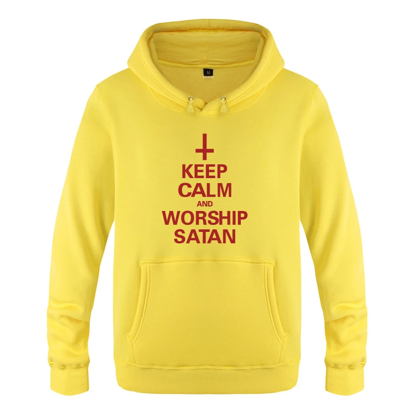 С надписью Keep Calm and культ Сатаны демон в готическом стиле эмо 666 кофты Для мужчин