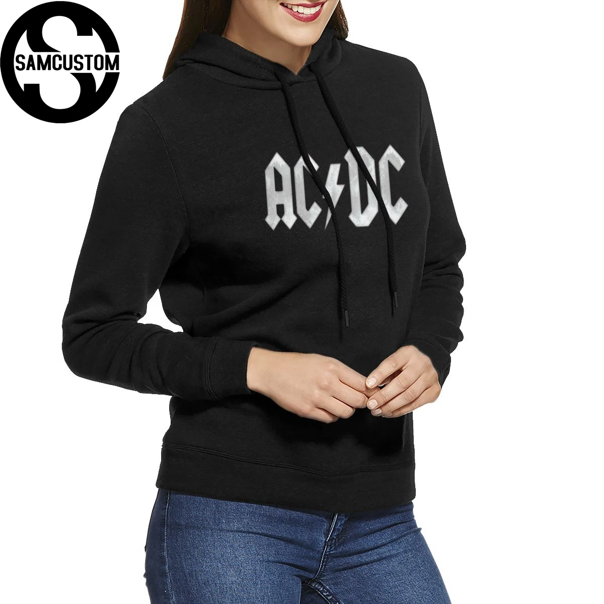 SAMCUSTOM новый стиль женские толстовки и без карманов свитшоты ACDC 3D принт модная