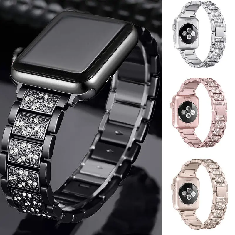 Браслет из нержавеющей стали iWatch ремешок для Apple Watch 38/42 мм браслет со стразами