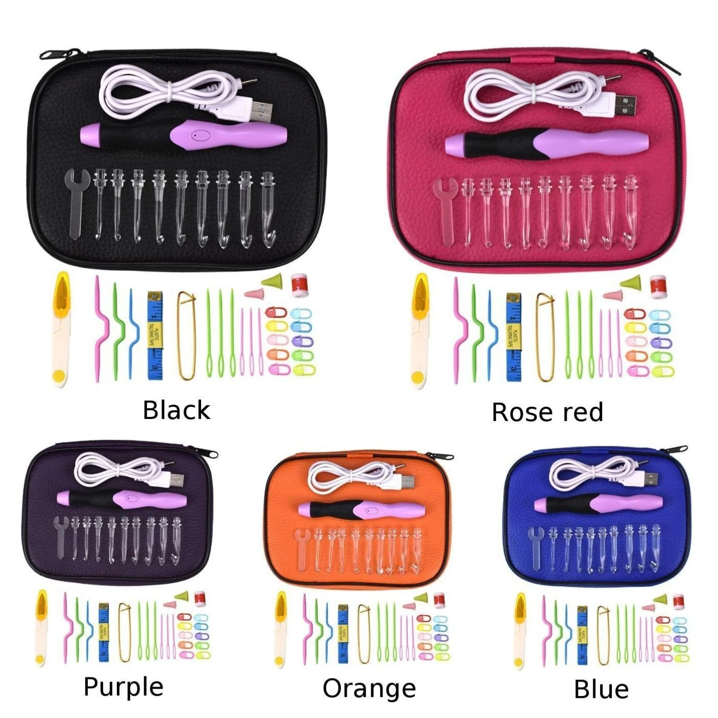 38 шт./компл. USB светодиодный свет перезаряжаемые крючком Крючки Швейные иглы