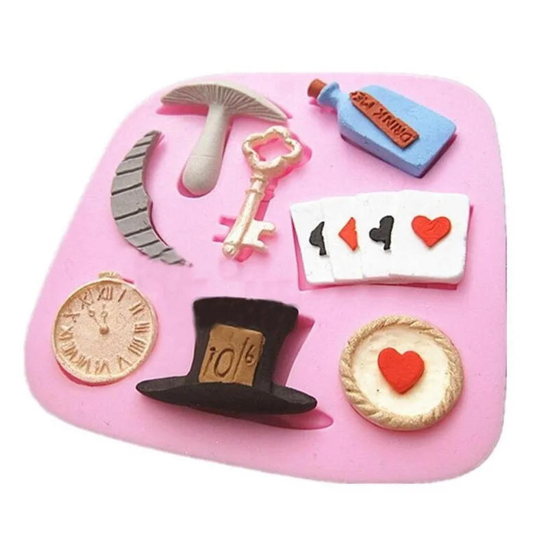 Помадка силиконовые формы для торта Alice In Wonderland Cupcake Sugarcraft форма шоколада Stenci Cozinha