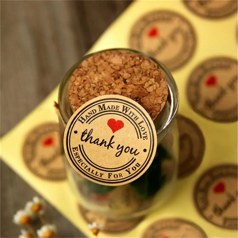 500pcs Kraft Paper Thank you Stickers DIY Cake Biscuit Baking Sealing Labels Gift Box Adhesive Sticker Scrapbooking Stationery|Канцелярские наклейки| |