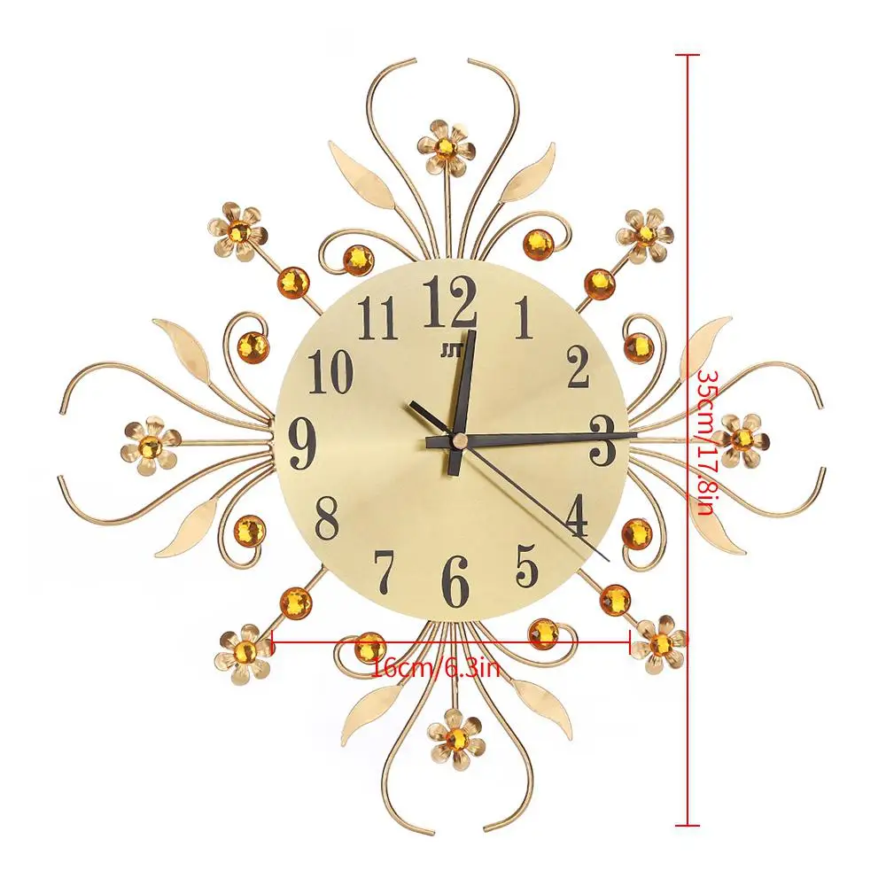 Современные металлические настенные часы Европейский кованый Роскошный цветок