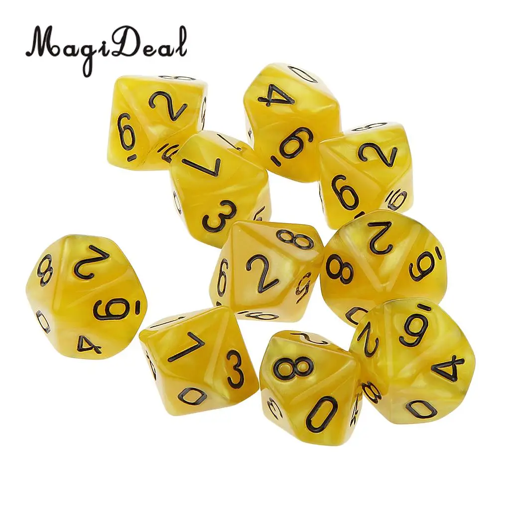 10 шт. акриловые 10-сторонние кубики MagiDeal D10 для друзей семейной вечеринки клуба