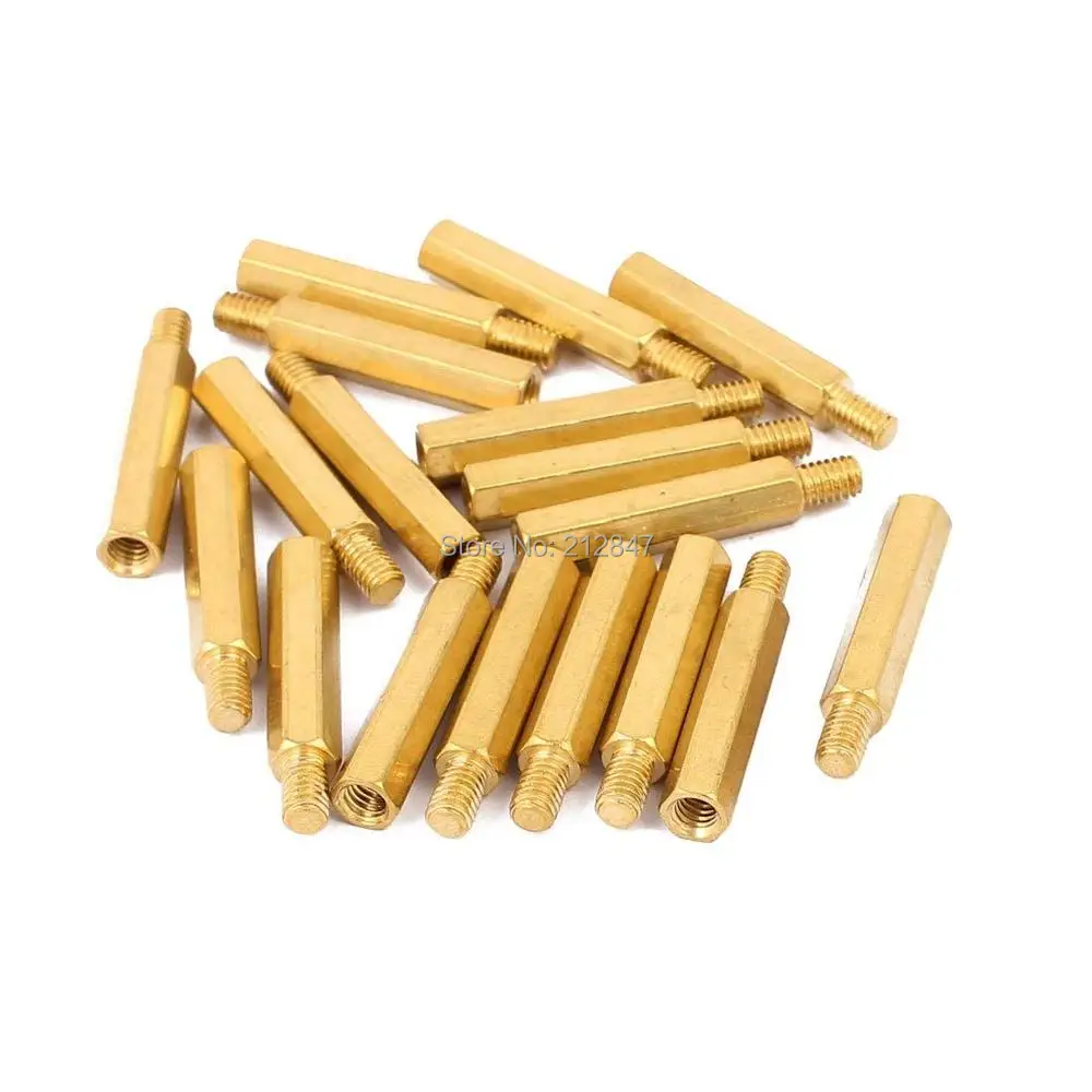 M4x25mm + 6mm Штыревой к женскому латунный шестиугольный столб PCB противостояния 18 шт