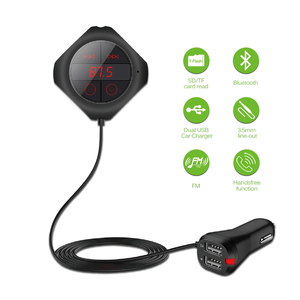 Беспроводной Bluetooth FM модулятор 6 в 1 Автомобильный MP3 плеер карта памяти TF/SD USB ЖК