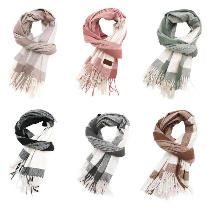 Зимний женский шерстяной шарф женские кашемировые шарфы широкие решетки длинная