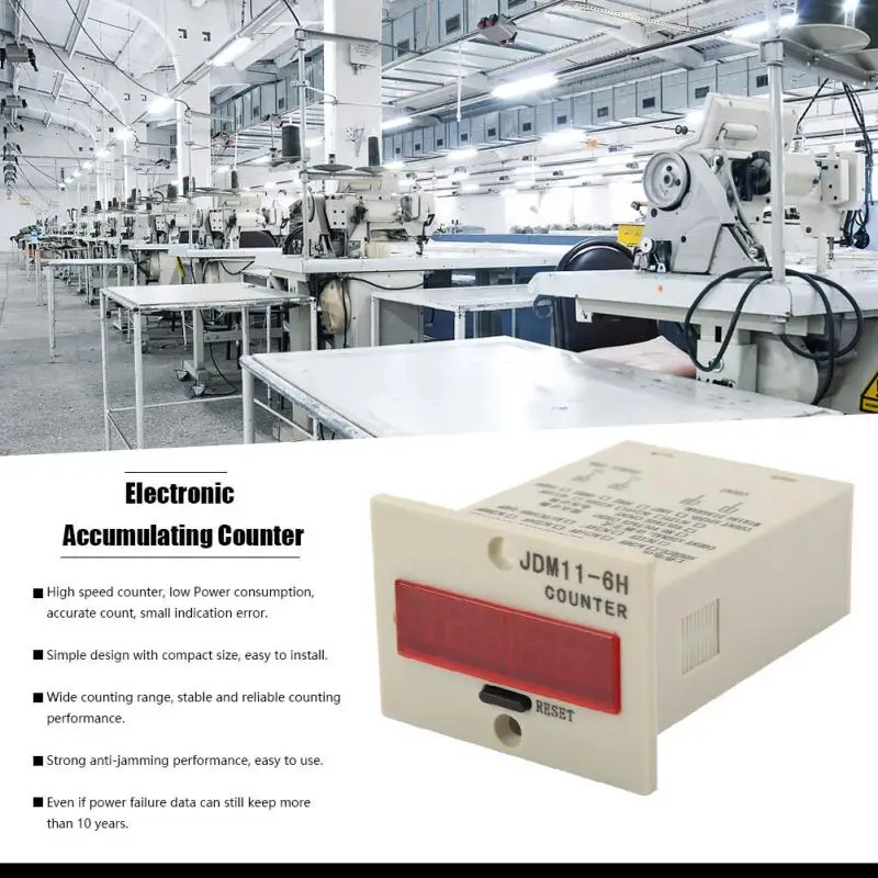 JDM11 6H 6 цифр Дисплей электронный счетчик AC220V / DC36V DC 24V 12V Высокое качество|Счетчики|